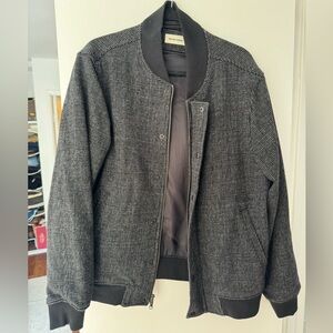 Taylor Stitch Black & Gray Textured Bomber Jacket